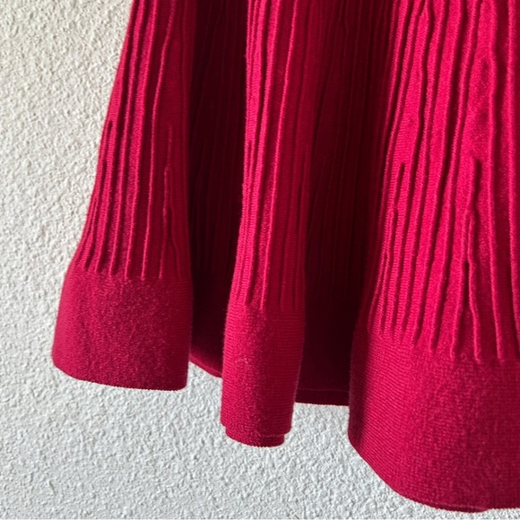 Express Fit Flare Skirt Small Tulip Red 3D Texture Sexy Date Party Valentines - Picture 5 of 7